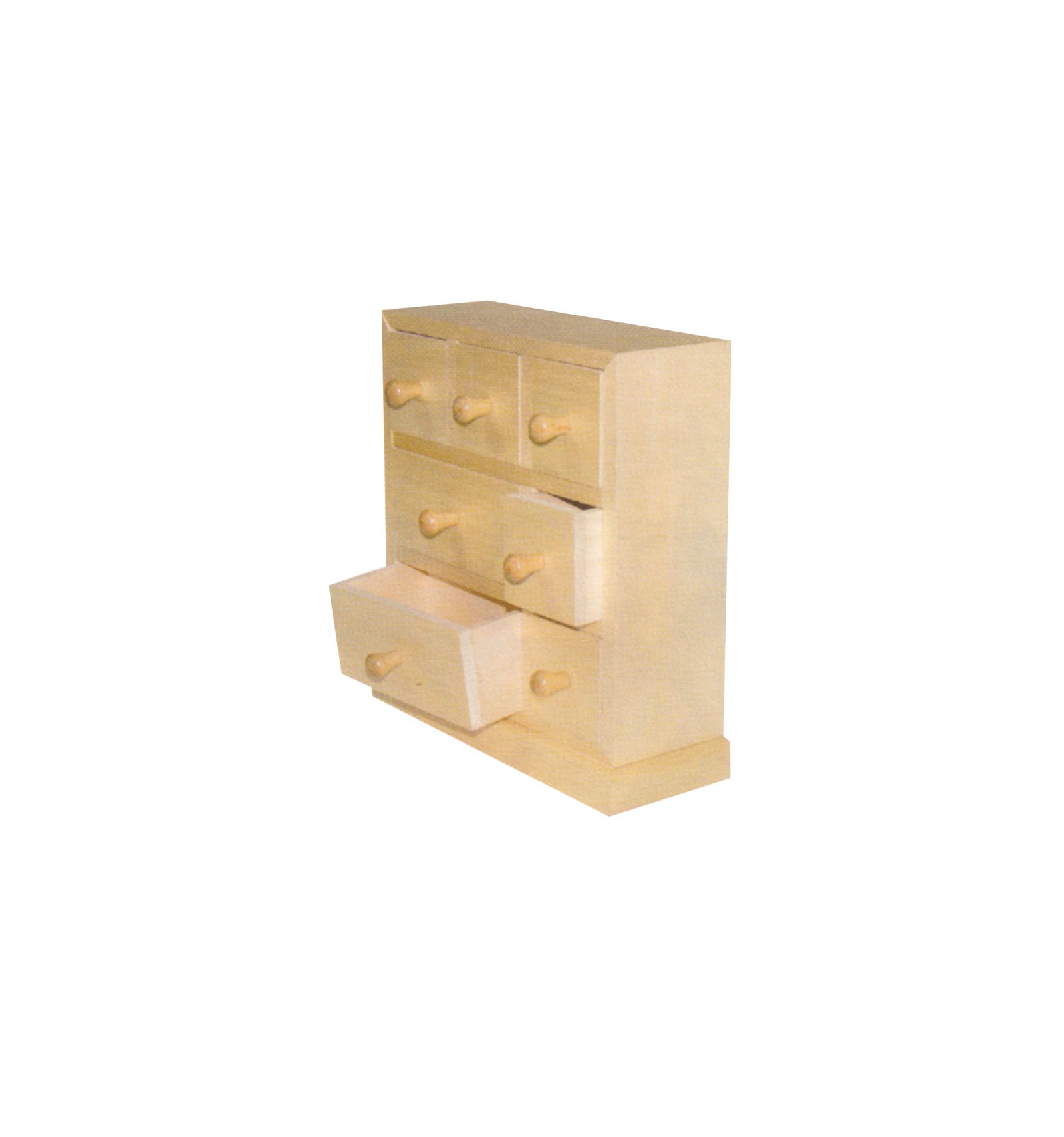 Mini cassettiera in legno 24,5x8,5x23 cm 7 cassetti